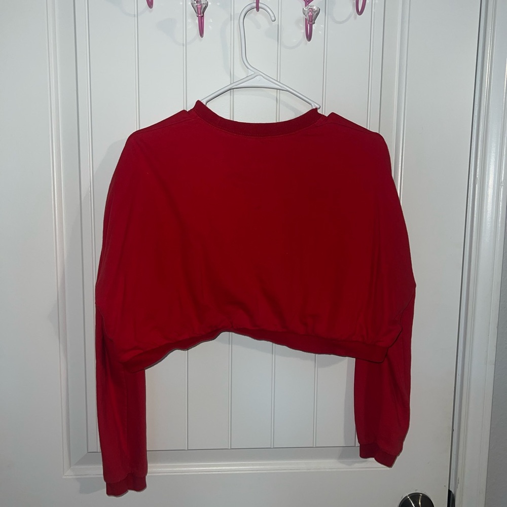 Red Cropped Sweatshirt - Picture 2 of 3